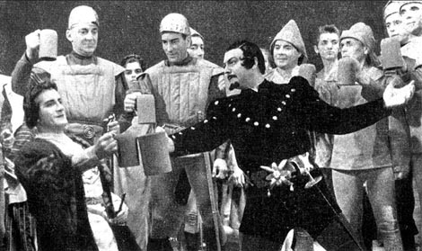 Ante Jelaska (Cassio), Ante Marušić (Jago) i Zbor Opere – Giusepppe Verdi, Otello, Narodno kazalište Split, 1955.