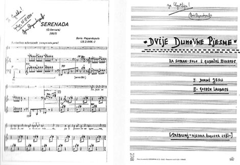 Skladbe koje je Boris Papandopulo skladao za Cynthiju Hansell-Bakić – Serenada i Dvije duhovne pjesme