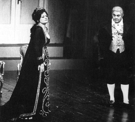 Mirella Toić (Floria Tosca) i Ferdinand Radovan (Scarpia) – Giacomo Puccini, Tosca, Narodno kazalište „Ivan Zajc“, Rijeka, 1985.