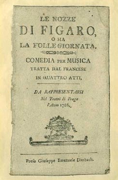 Libreto opere Figarov pir, 1786
