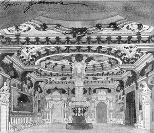 Scenografska skica Carla Ferrarija za praizvedbu Gioconde u Scali 1876.