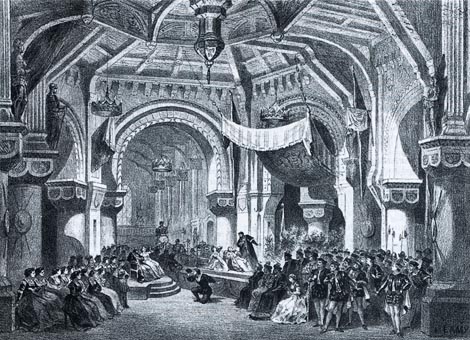 scenografija Charles-Antoinea Cambona za drugu sliku drugog čina Hamleta za praizvedbu u pariškoj Operi 1868.
