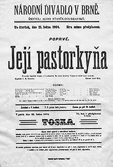 programska cedulja s praizvedbe opere Jenůfa