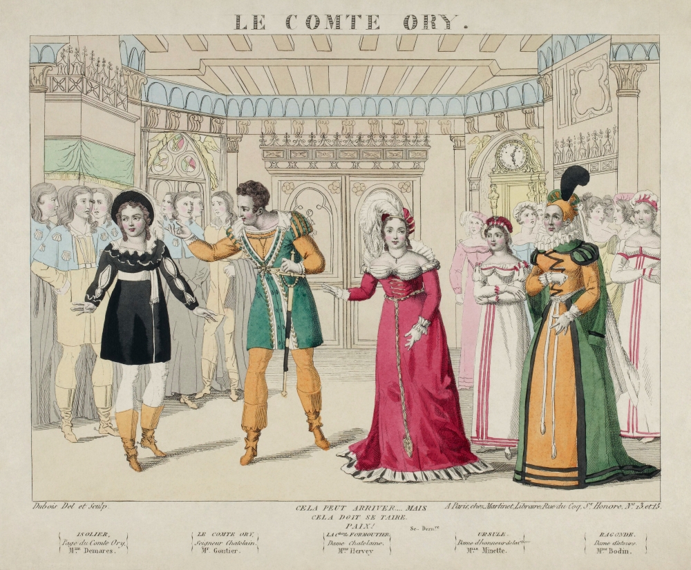 Isolier, Ory, Adèle i Ragonde u kostimima s prizvedbe <em>Grofa Oryja</em>