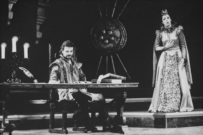 Zlatko Kokeza (Enrico) i Mira Vlahović (Lucia), Gaetano Donizetti, <em>Lucia di Lammermoor</em>, HNK Split, premijera 1988.