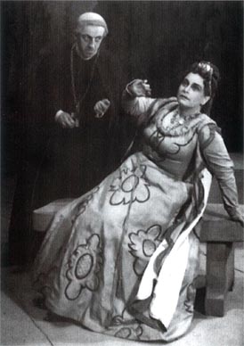 Franjo Godec (Rangoni) i Nada Auer (Marina) – Modest Petrovič Musorgski, Boris Godunov, Narodno kazalište na Rijeci, 1948.