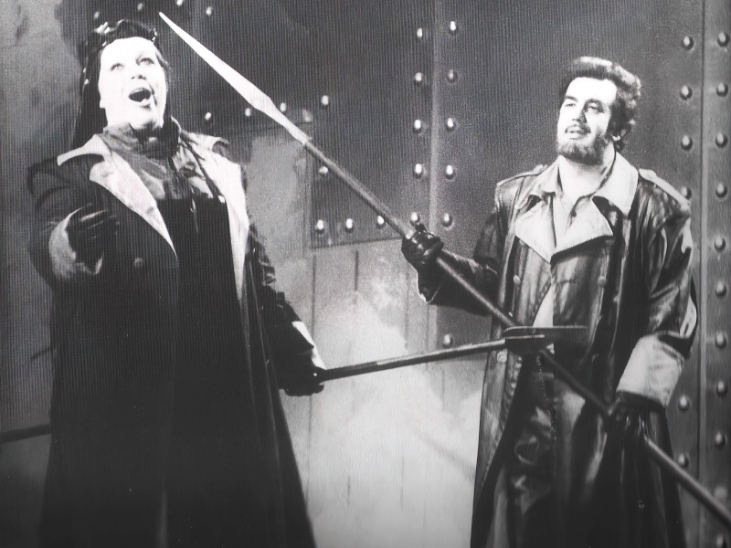 Blaženka Milić (Brünnhilda) i Neven Belamarić (Wotan) u <em>Walküri</em>, HNK Zagreb 1987.