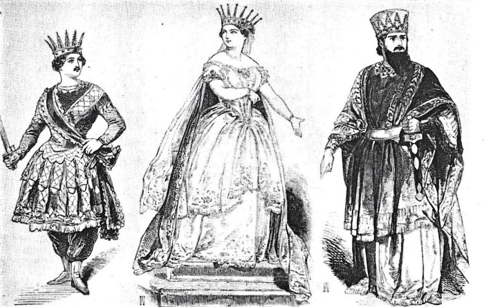 Skice kostima Arsacea, Semiramide i Assura za praizvedbu 1823. u Veneciji