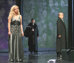 Margareta Klobučar (Violetta Valery), Vitomir Marof (Giorgio Germont); HNK Ivana pl. Zajca u Rijeci, Giuseppe Verdi, Traviata, dir. Nikša Bareza, red Janusz Kica
