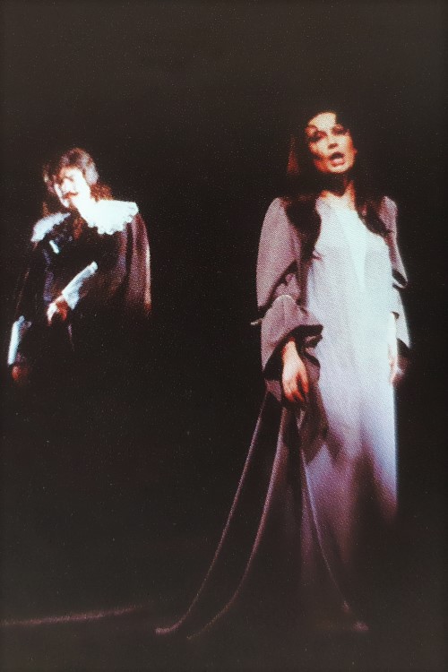 Ivan Sancin (Sir George Walton) i Vlatka Oršanić (Elvira), Vincenzo Bellini <em>Puritanci</em>, SNG u Ljubljani, premijera 1982. 