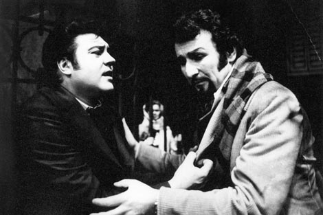 Viktor Bušljeta (Rodolfo) i Zlatko Foglar (Marcello) – Giacomo Puccini, La Bohème, Narodno kazalište „Ivan Zajc", Rijeka, 1975.