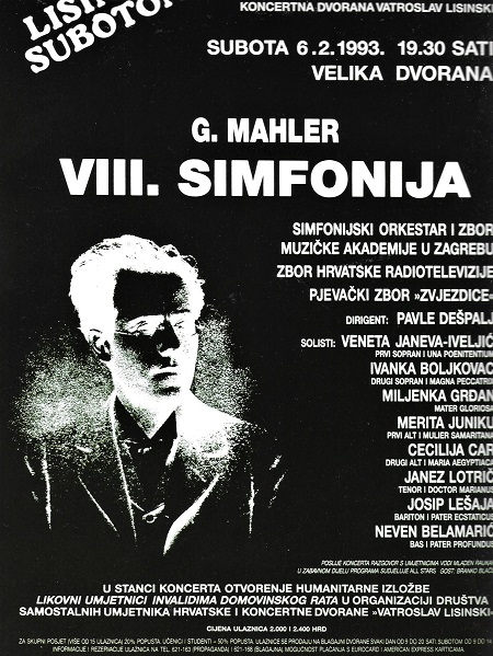 Gustav Mahler, <em>Osma simfonija</em>, Koncertna dvorana Vatroslava Lisinskog, Zagreb, 6. veljače 1993.