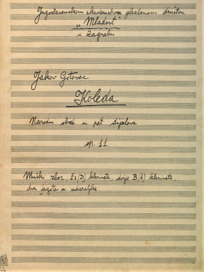 Naslovna strana partiture <em>Koleda</em>, NSB Zagreb